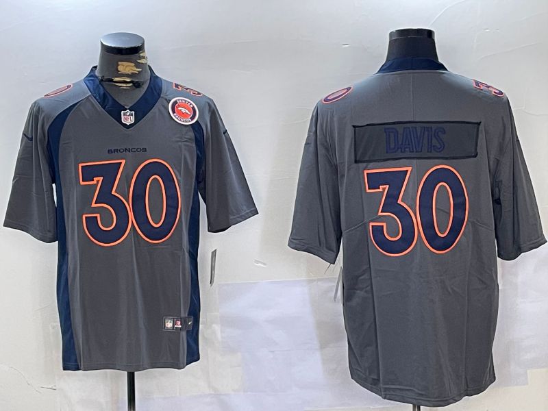 Men Denver Broncos #30 Davis Grey 2024 Nike Vapor Limited NFL Jersey style 6